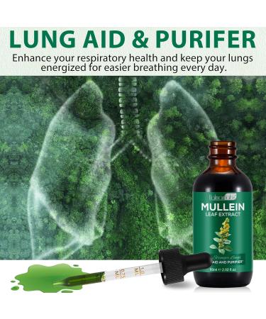 Mullein Leaf Extract for Lungs - Liquid Mullein Leaf Drops 60ml 1 Month Supply High Absorption Vegetarian Supplement & Health - Buy Online on GoSupps.com