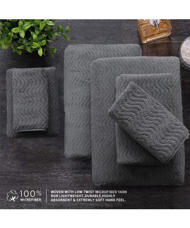 Premium Grey Microfiber Washcloths Set 13x13 - Quick Dry & Highly Absorbent for Bathroom, Hotel, Spa - 4 Pack - Buy Online on GoSupps.com