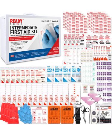 Ready First Aid - CSA Type 3 Intermdiate First Aid Kit - Suitable For Workplace With A Moderate Or High Risk Work Environment Including Metal Cabinet (Large For 51-100 Workers) Metal Cabinet Large