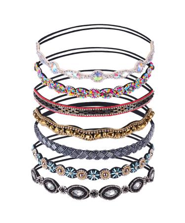 inSowni 7 Pack Handmade Rhinestone Crystal Beaded Stretchy Headbands Hair Accessories for Women Girls Brides - Buy Online on GoSupps.com