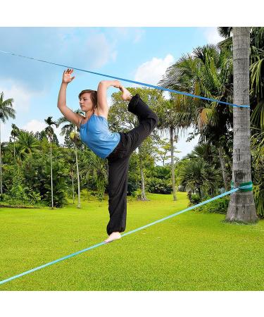 Sunnyglade 50ft Slackline Kit with Training Line & Tree Protectors - Complete Set for Kids & Adults | Includes High Grade Ratchet, Arm Trainer & Carry Bag - Best for Balance Training - Buy Online on GoSupps.com