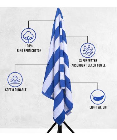 Utopia Towels Cabana Stripe Beach Towel Set - 100% Ring Spun Cotton, Large Pool Towels, Quick Dry Swim Towels - Pack of 4 (Blue, Yellow, Green, Orange) - Buy Online on GoSupps.com