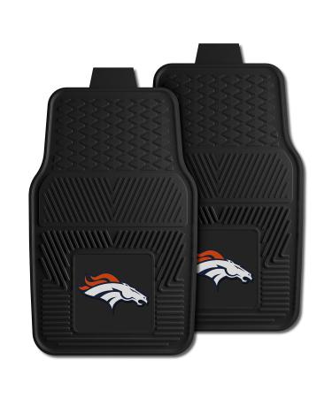 FANMATS 8768 Denver Broncos 2-Piece Heavy Duty Vinyl Car Mat Set, Front Row Floor Mats, All Weather Protection, Universal Fit, Deep Resevoir Design