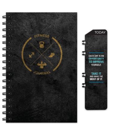 Global Printed Products Workout Fitness Journal Nutrition Planners: Clip-in Bookmark, Sturdy Binding, Thick Pages & Laminated Protective Cover (Black & Gold)