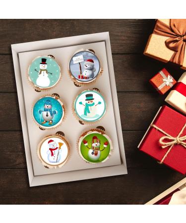 PRECUT Christmas Snowman Cupcake Toppers Mix Christmas Edible Cake Decorations Snowman Cake Toppers Xmas Cupcake Decoration Cute Snowman Cup Cake Topper (12) - Buy Online on GoSupps.com