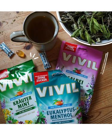 Vivil Herbal Mint Coughing Candies - Sugar-Free & Vegan | 23 Herbs | 15 Bags (120g) - International Shipping - Buy Online on GoSupps.com