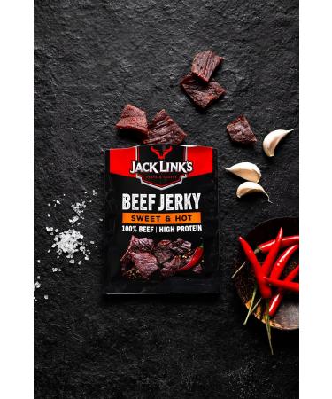Jack Link's Beef Jerky Sweet & Hot - 12 Pack (12 x 25g) | High Protein Dried Meat Snack - International Shipping Available - Buy Online on GoSupps.com