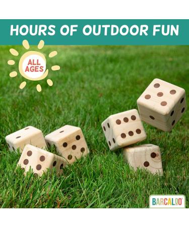 Barcaloo Giant Wooden Yard Dice Set - 6 Jumbo Dice with Scoreboard & Carrying Bag - Fun Outdoor Yardzee Game for All Ages - Buy Online on GoSupps.com