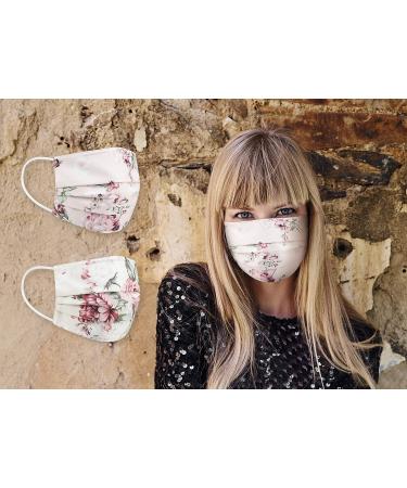 PALE MALE BOX BRAND Fabric Face Masks - Pleated Silky Satin with Adjustable Nose Wire in Ivory & Pink | Medium Size for Comfort & Style - Buy Online on GoSupps.com