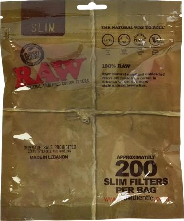 Raw Slim Unrefined Cotton Filter Tips 200pc - 6mm | 1 Pack - Buy Online on GoSupps.com