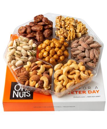 Oh! Nuts 7 Variety Roasted Salted Nuts Holiday Gift Basket - 1.8 LB Prime Gourmet Assortment Nuts Tray, Gift Ideas for Birthday, Anniversary, Corporate for Men and Women 1.8 Pound (Pack of 1)