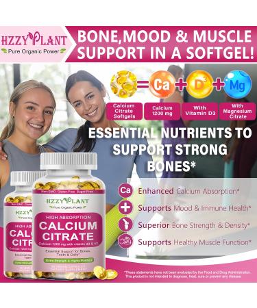 Calcium Supplements for Women Softgels, High Absorption Calcium Citrate Supplement Essential Mineral Calcium 1200 mg with Vitamin D3 Magnesium for Bone Health Support, Non-GMO, 2 Month Supply - Buy Online on GoSupps.com