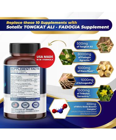 Premium Tongkat Ali 200:1 Extract (Longjack) 4780mg with Maca Root, Ginseng & Ashwagandha - High Strength for Men & Women - 90 Day Supply | 90 Count - Buy Online on GoSupps.com