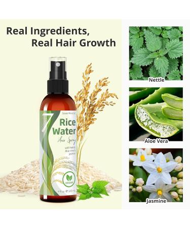 Nettle-Jasmine Fermented Rice Water Spray for Hair Growth - 4 fl oz - Vegan Formula for Thicker, Longer Hair - Men & Women - Buy Online on GoSupps.com