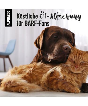 Alphazoo Premium Barf Oil for Dogs & Cats 250ml | Natural Salmon & Hemp Oil with Omega 3-6-9 | Shiny Fur & Healthy Skin | International Shipping - Buy Online on GoSupps.com