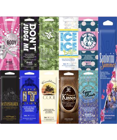 10 New Tanning Lotion Sample Packets - Major Brands Bronzer & Intensifier - 10 Assorted Packets (11 Packets)