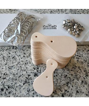 Upon Leather 30 Pack Key Fob Kits - Vegetable Tanned Tooling Leather | DIY Key Rings & Rivets | Easy to Tool, Carve, Engrave, Paint, Dye or Stamp - Buy Online on GoSupps.com