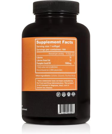 Pumpkin Seed Extract Capsules 1000mg - Non-GMO Prostate & Urinary Tract Support - Bladder Control & Regulation - 180 Softgels - Buy Online on GoSupps.com