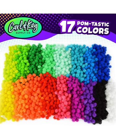 1800 Small Pom Poms Balls Craft Supplies - Assorted Colored Fuzzy Mini 1cm Pom Poms - Buy Online on GoSupps.com