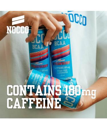  NOCCO NOCCO Energy Drink | BCAA 180mg Caffeine sugar free drinks enhanced with amino acids and vitamins | pre workout fizzy drinks 12 x 330ml (Miami Strawberry) - Buy Online on GoSupps.com