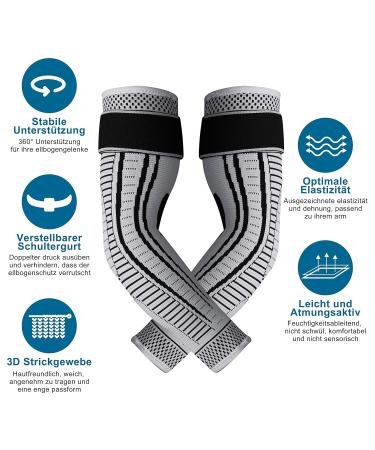 Ruilala Elbow Bandage Compression - Breathable Non-Slip Support for Tennis Golf Arthritis & Tendonitis - 2-Piece Set for Men & Women (Gray Large) - Buy Online on GoSupps.com