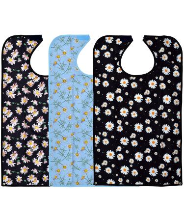 Celley Adult Bibs for Women and Elderly Reusable and Washable with Crumb Cather Pouch Spring Flowers