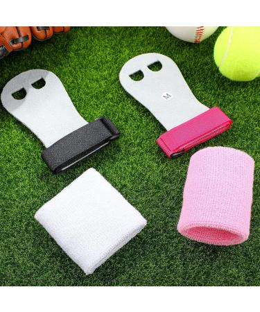 Gymnastics Grips Wristbands Set for Girls Kids Youth - Palm Protection & Wrist Support for Weightlifting, Tennis, Workout - Pink/Black/White - Buy Online on GoSupps.com