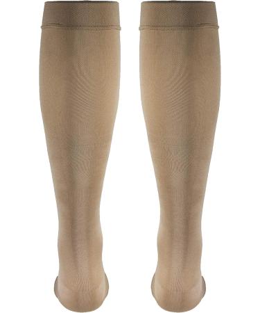 Truform Women's Compression Stockings 20-30 mmHg - Knee High Open Toe Opaque Beige - Medium (1 Pair) | International Shipping Available - Buy Online on GoSupps.com