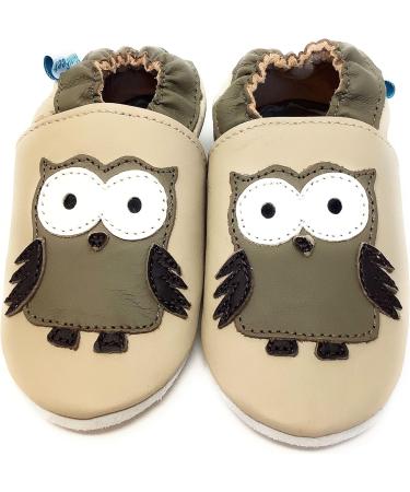 MiniFeet Premium Soft Leather Baby Shoes - Buy 4 Pairs, Get 1 Free! | Toddler Shoes for Ages 0-6 Months to 4-5 Years - Beige Owl Design - Buy Online on GoSupps.com