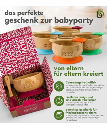Bamboo Baby Bowl & Spoon Set Food-Safe Silicone Suction for Toddlers - Non-Toxic Stable Self-Dinnerware (11.8 oz) - Buy Online on GoSupps.com