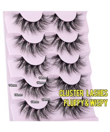 Zegaine 5 Pairs MISCHA-2 18mm Cluster Wispy False Mink Lashes Pack - 60 Pack - Buy Online on GoSupps.com