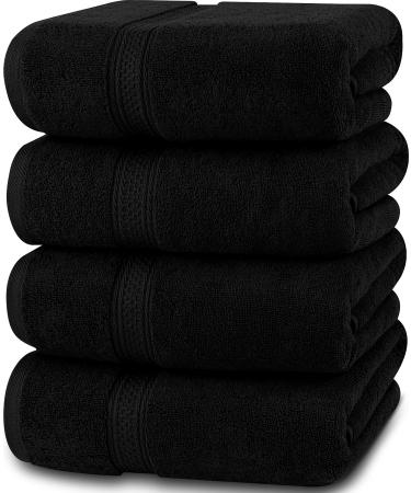 Utopia Towels 4 Pack Premium Bath Towels Set, (27 x 54 Inches) 100% Ring Spun Cotton 600GSM, Lightweight and Highly Absorbent Quick Drying Towels, Perfect for Daily Use (Black) 4 Piece Bath Towel Set Black