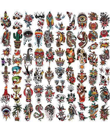 Yazhiji 77 Sheets Waterproof Temporary Tattoos for Men and Women - Half Arm Wolf, Peony, Butterfly, Snake Designs with Bonus 60 Sheets of Tiny Flower Tattoos for Kids - Buy Online on GoSupps.com