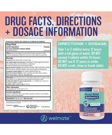 WELMATE Nighttime Wellness Bundle: Mucus Relief Guaifenesin 600mg Mucus Relief (200 Ct) & Doxylamine Succinate 25mg Sleep Aid (200 Ct) | Extended Relief for Restful Sleep - Buy Online on GoSupps.com
