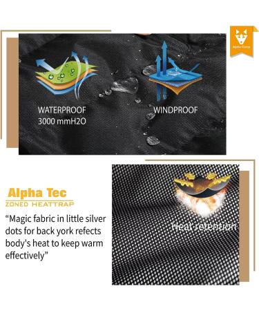 ALPHA CAMP Men's Waterproof Puffer Jacket | Windproof Winter Coat XX-Large Black - Buy Online on GoSupps.com