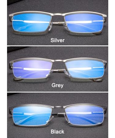 LANOMI Blue Light Filter Reading Glasses for Men - Rectangular Metal Half Frame 2.0 Diopters Strength Perfect for Computer Use - Buy Online on GoSupps.com