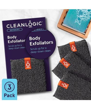 Cleanlogic Detoxify Charcoal Infused Exfoliating Body Scrubber - 3 Pack - Buy Online on GoSupps.com