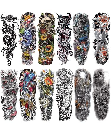 CUTELIILI Temporary Tattoo for Men and Women 12sheets (L19 xW7 ) Full Sleeve Tattoos Stickers for Teens Waterproof Fake Tattoos