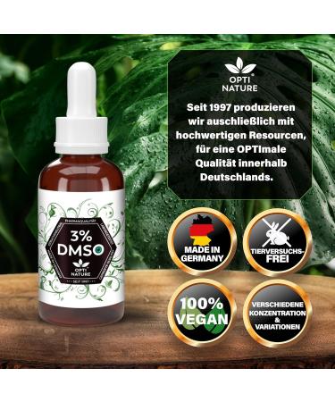 Opti Nature 3% DMSO - 50ml Pure Dimethylsulfoxide Drops with Glass Pipette | Certified & Odorless | High Bioavailability | Import from M.I. Germany 1997 - Buy Online on GoSupps.com