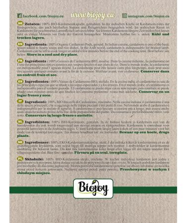 Biojoy Ground Organic Cardamom Pods (100g) Green Cardamom Powder (Elettaria cardamomum) - Buy Online on GoSupps.com