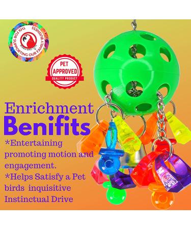 Colorful Plastic Bell Paci Pull Toy for Parrots and Similar Birds - Interactive and Pullable with Acrylic Ring & Pacifier - Buy Online on GoSupps.com