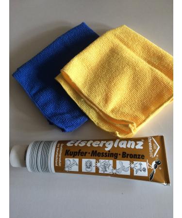 hs24store Elsterglanz copper brass bronze polishing paste 150 ml and 2 microfibre cloths