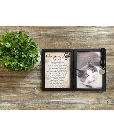 Pawprints Pet Memorial 5x7 Frame for Cats | Pawprints Left by You Poem | Pet Tag Included - Buy Online on GoSupps.com
