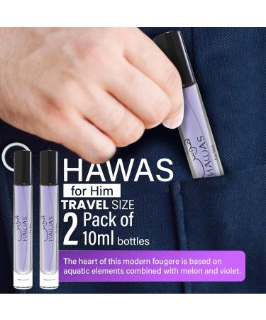 HAWAS FOR MEN Eau de Parfum Spray- Edition Travel Size - Long Lasting Fragrance Spray Aquatic Scent Designed to Embody Masculine 100% Original ( Pack 2 bottles 10 ml) large bottle not included - Buy Online on GoSupps.com