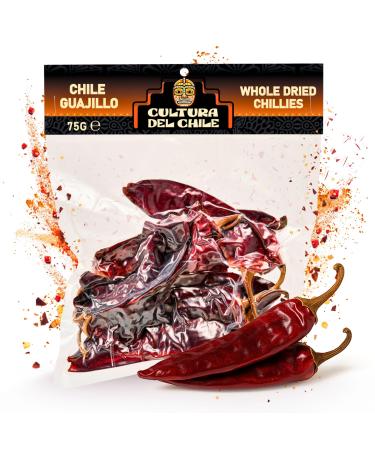 Cultura Del Chile Guajillo Whole Dried Chillies 75g - All Natural Mild to Medium Heat with Bold Smoky Flavour for Authentic Mexican Taste. Gr