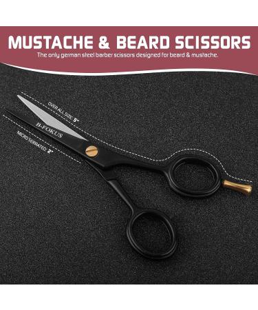 B-FOKUS Professional 4.5 Mustache Scissors - German Stainless Steel Beard & Mustache Grooming Kit for Men with Leather Case and Comb Set - Buy Online on GoSupps.com