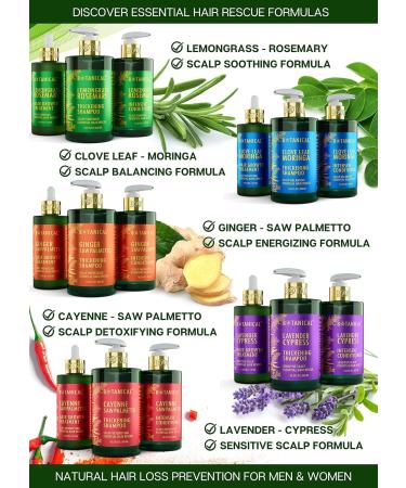 Botanical Hair Growth Treatment | Thickening Shampoo & Anti-Thinning Conditioner | Scalp Detox with Cayenne & Saw Palmetto for Men & Women - Buy Online on GoSupps.com
