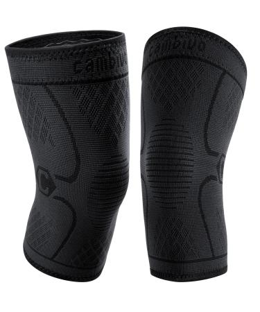 Cambivo 2 x Kniebandage women men bandage knee for running hiking jogging sport volleyball knee protectors Helpful recovery in meniscus tear ACL and arthritis L black/black - Buy Online on GoSupps.com