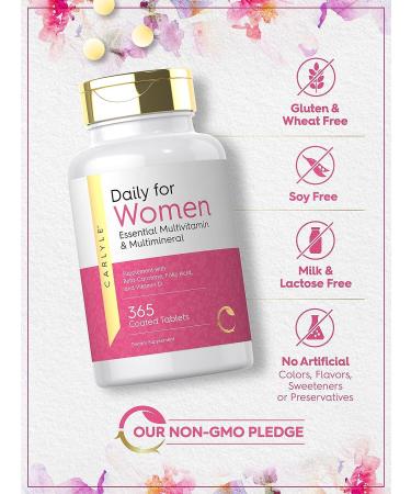Women's Multivitamin 365 Tablets | Essential Vitamin and Mineral Supplement | Non-GMO Gluten Free by Carlyle - Buy Online on GoSupps.com