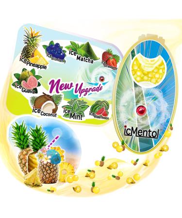 Icmentol - 10 flavors 3 pack sizes available 3.2mm large capsules 100 capsules menthol balls aroma capsule aroma balls DIY click balls (ICE PINEAPFLE) ICE PINEAPFLE 1 pack